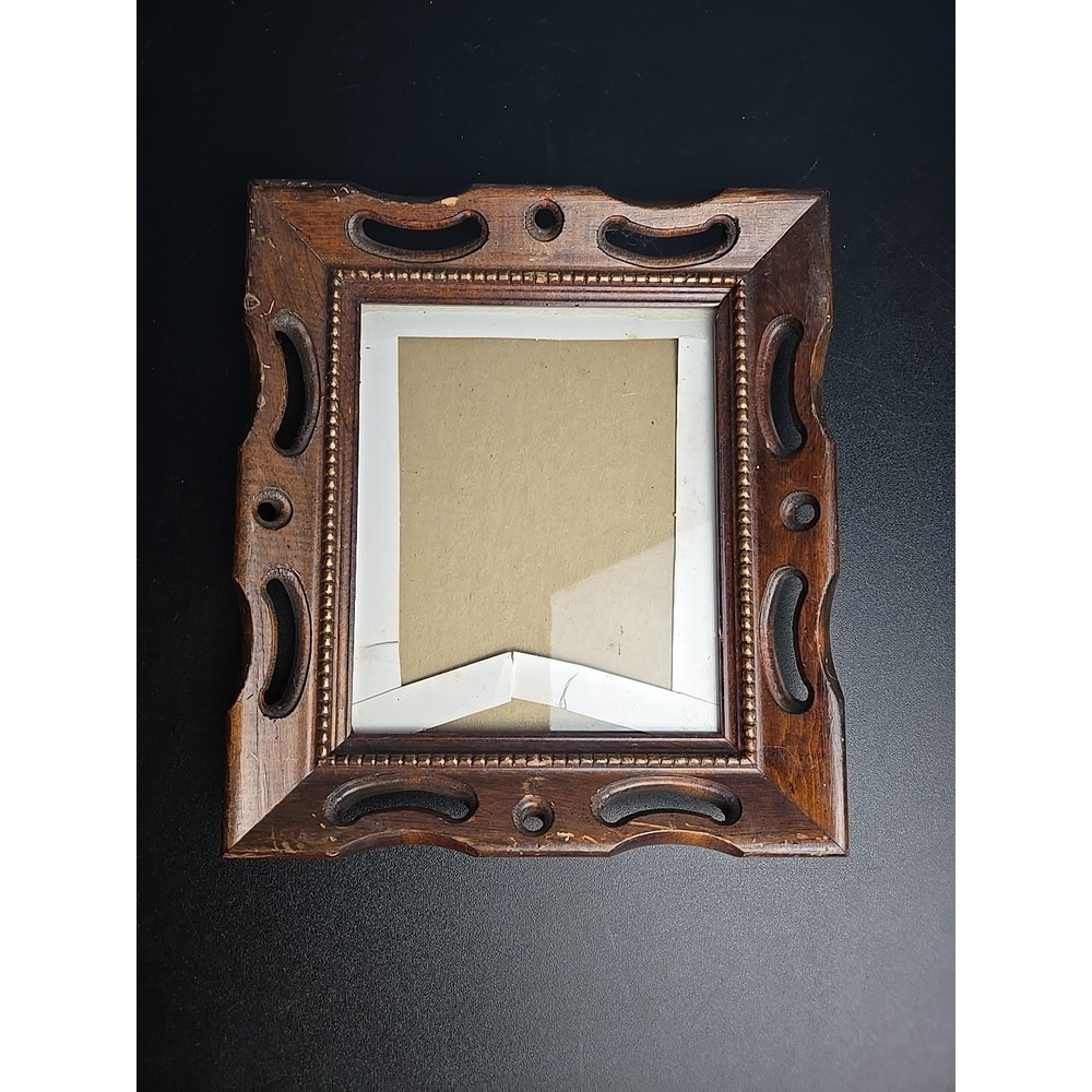 Wood frame small frame cut out flare design mid century frame glass